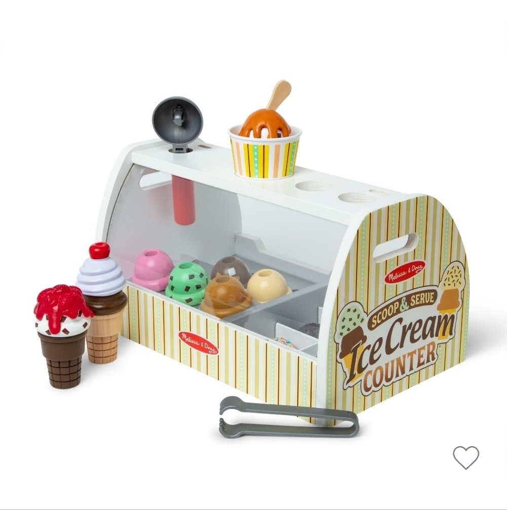 Melissa & Doug Ice Cream Counter Play Set - Red, Green, Brown